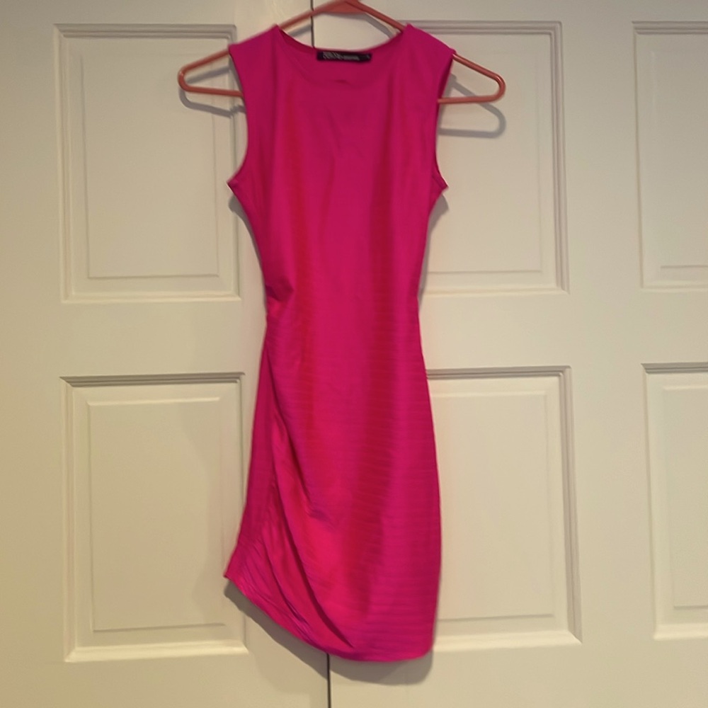 Brian Lichtensteinberg Polyester/Spandex dress, open back, side zipper, size S